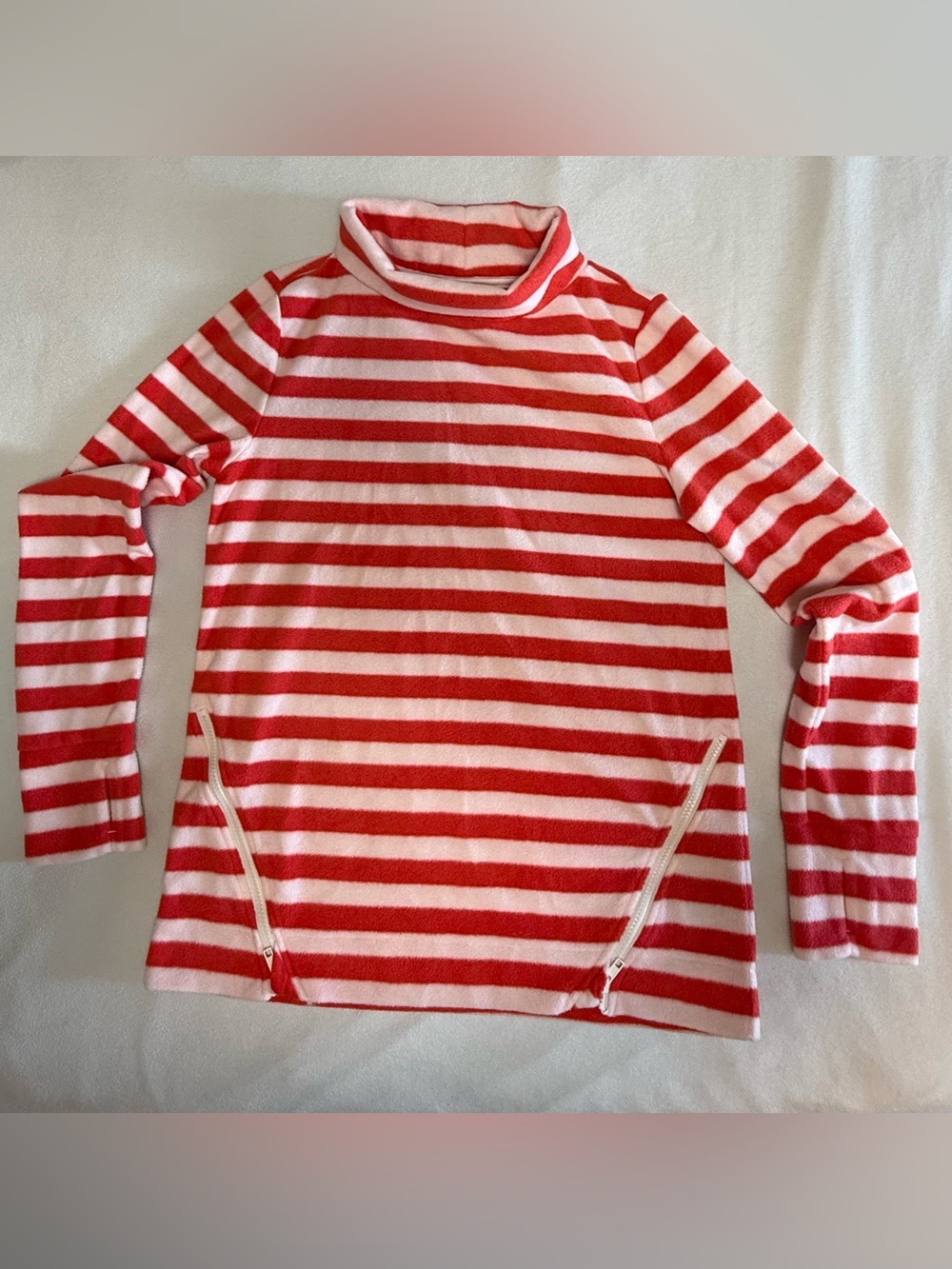Telluride Women’s S Striped Fleece Pullover Cowl Neck Side Zip